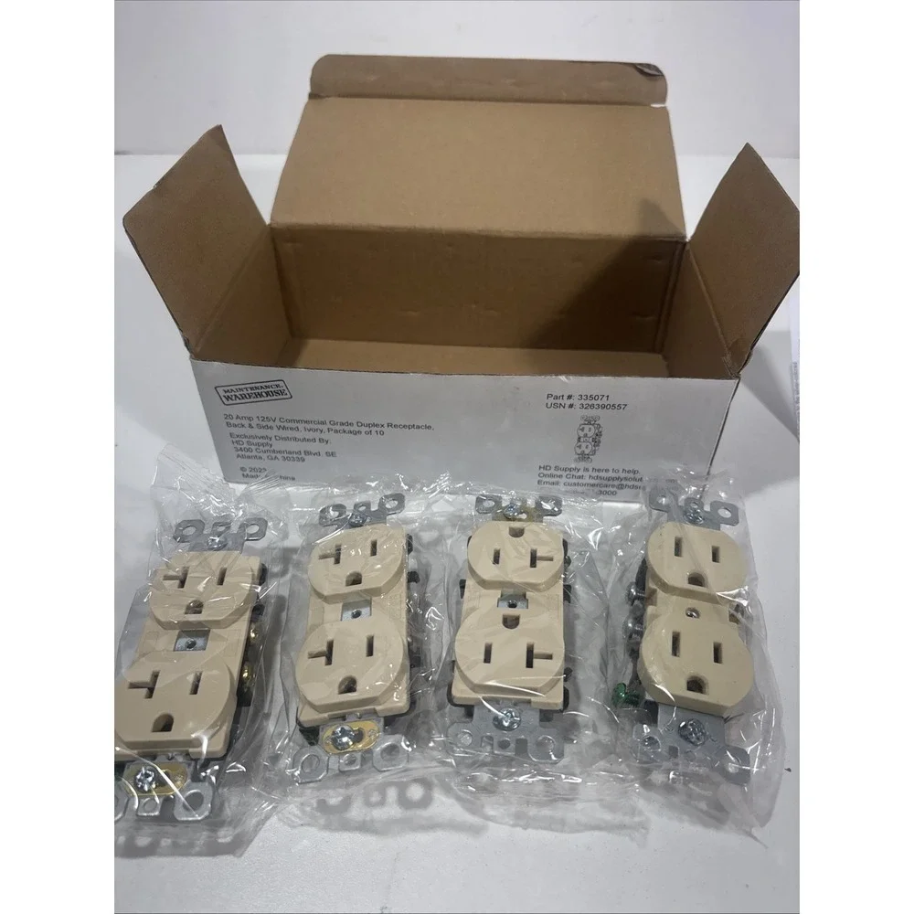 4 Pc Standard Duplex‎ Receptacles 20 Amp IVORY 20A Commercial Grade And More